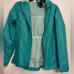 All in Motion girl’s teal long-sleeve windbreaker/rain jacket Size XL 14/16
